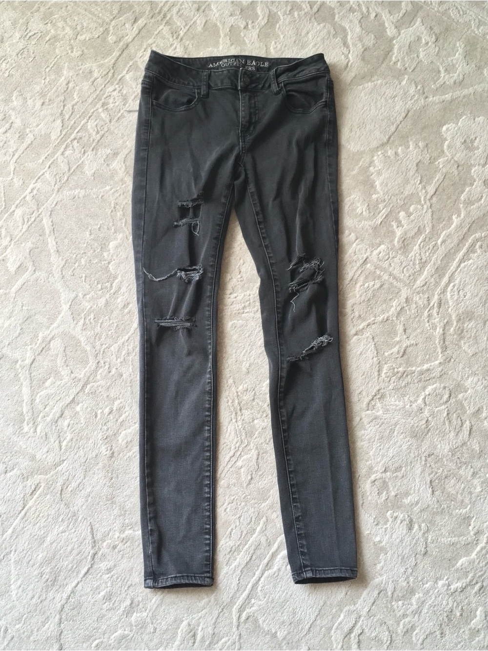 American Eagle Outfitters Black Distressed Jeggings